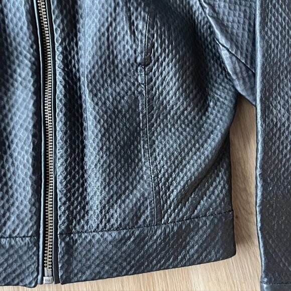 MUUBAA 100% Lamb Leather Black Moto Zip Up Jacket US Size 4 EU 36 - Picture 3 of 13